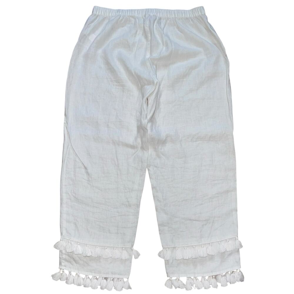 Linen Pants Cropped Tassels - Picture 4 of 6